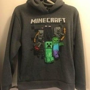 Minecraft Boys Size Large Gray Jinx Sweatshirt Hoodie Graphics